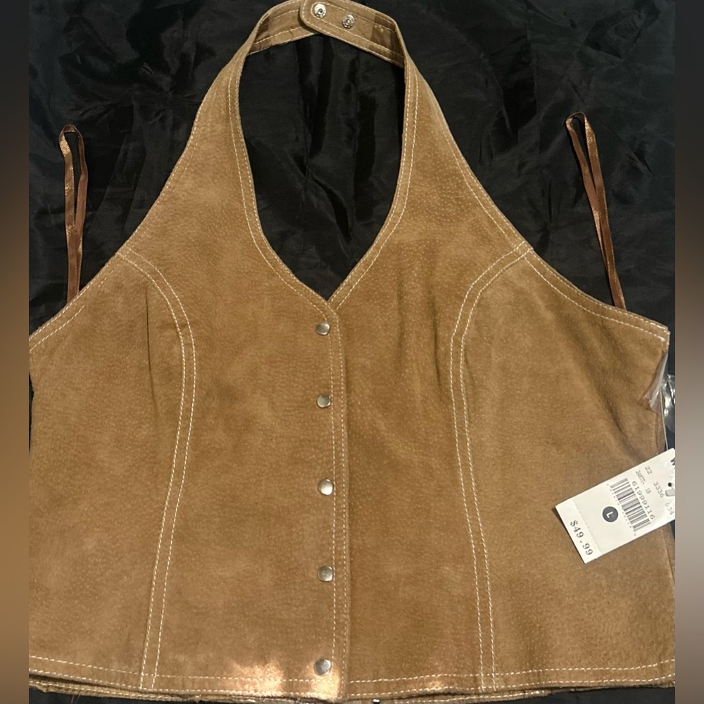 Wilsons Leather Tan Suede Halter Vest